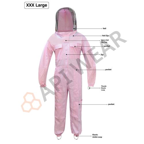 XXX LARGE SIZE PINK COLOR KIT THREE LAYERS MESH BEEKEEPING BEE VENTILATED COOL
