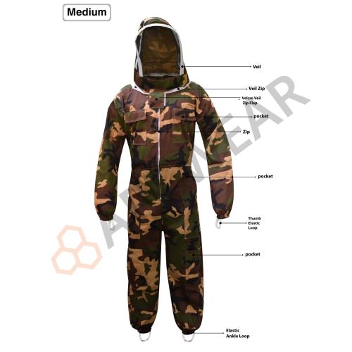 MEDIUM SIZE CAMOFLAGE KIT THREE LAYERS MESH BEEKEEPING BEE VENTILATED COOL